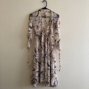TOPSHOP Light Pink Long Sleeve Floral Dress